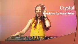  Presentation with music teal color - Slides consisting of artistic panel - dj mixing music on color background and a coral colored foreground