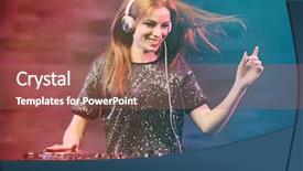  Presentation with music teal color - Audience pleasing theme consisting of artistic panel - dj mixing music on color backdrop and a violet colored foreground