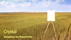  Presentation with canvas - Presentation theme featuring artistic panel - easel with canvas in field background and a tawny brown colored foreground