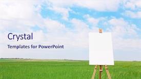  Presentation with canvas - Beautiful slide deck featuring artistic panel - easel with canvas in green backdrop and a sky blue colored foreground