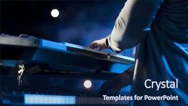  Presentation with organ manusia - Presentation theme with artistic panel - electric organ on stage background and a navy blue colored foreground