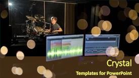  Presentation with recording studio mixing console - Presentation design featuring artistic panel - music people and show business background and a tawny brown colored foreground