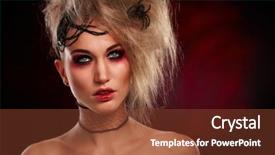  Presentation with spooky - Cool new PPT theme with artistic photo of spooky woman in halloween makeup backdrop and a tawny brown colored foreground