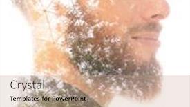  Presentation with artistic - Beautiful PPT theme featuring artistic-portrait-created-by-combining backdrop and a coral colored foreground