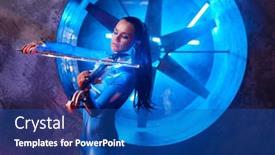  Presentation with performer - Presentation theme featuring artistic-woman-performer-playing-violin background and a  colored foreground