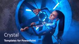  Presentation with performer - Presentation design with artistic-woman-performer-playing-violin background and a  colored foreground