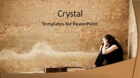  Presentation with street art bricks - Presentation theme featuring artists music - lone street artist against stonewall background and a coral colored foreground