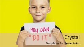  Presentation with paint brush - Beautiful presentation design featuring artist's palette with brushes backdrop and a coral colored foreground