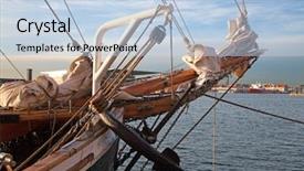  Presentation with ship anchor - PPT theme with shipping maritime - vintage 19th-century sailing ship mast background and a light blue colored foreground