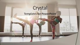  Presentation with group training - Slide deck featuring arts concept - group of women background and a soft green colored foreground