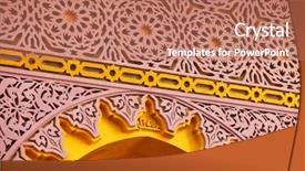  Presentation with traditional culture - Colorful PPT theme enhanced with arts culture - traditional moroccan ornament backdrop and a coral colored foreground