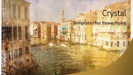  Presentation with venice - PPT theme featuring arts culture - views of venice in vintage background and a coral colored foreground