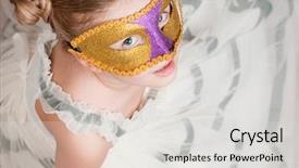  Presentation with masquerade - Amazing theme having arts entertainment - little girl on the masquerade backdrop and a  colored foreground