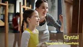  Presentation with art historical painting - Amazing PPT layouts having arts entertainment - portrait of happy little girl backdrop and a tawny brown colored foreground