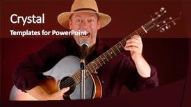  Presentation with acoustic - PPT theme enhanced with arts entertainment - singing and playing acoustic guitar background and a tawny brown colored foreground