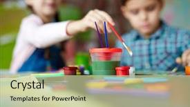  Presentation with artwork - Slide deck having artwork - gouache and water for painting background and a soft green colored foreground