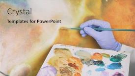  Presentation with painting old - Slide deck with artwork-conservator-at-work background and a coral colored foreground