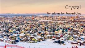  Presentation with hokkaido - Audience pleasing PPT theme consisting of asahikawa-japan-twilight-winter-cityscape backdrop and a lemonade colored foreground