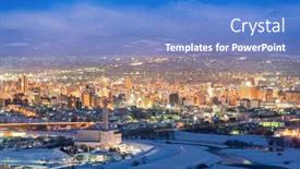 Presentation with hokkaido - Audience pleasing PPT layouts consisting of asahikawa-japan-twilight-winter-cityscape backdrop and a teal colored foreground