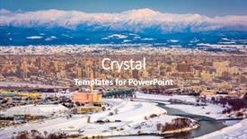  Presentation with hokkaido - Beautiful PPT theme featuring asahikawa japan winter cityscape backdrop and a coral colored foreground