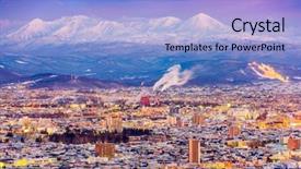  Presentation with hokkaido - Colorful PPT theme enhanced with asahikawa japan winter cityscape backdrop and a light blue colored foreground