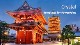  Presentation with tokyo - Slide deck with sensoji temple's hozomon gate background and a teal colored foreground