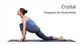  Presentation with yoga - Colorful PPT layouts enhanced with asana anjaneyasana - low crescent lung backdrop and a white colored foreground