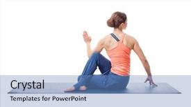  Presentation with spinal - Presentation theme with asana ardha matsyendrasana - half spinal background and a teal colored foreground