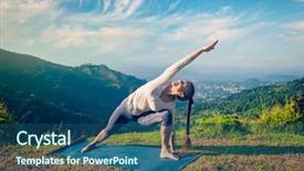  Presentation with vintage retro - Slides having asana utthita parsvakonasana - extended side background and a ocean colored foreground