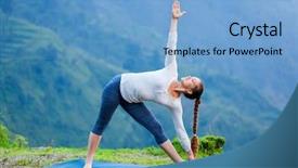  Presentation with yoga - Presentation featuring asana utthita trikonasana - extended triangle background and a light blue colored foreground