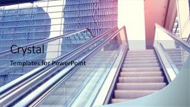  Presentation with public transport - Colorful PPT theme enhanced with ascend - ascending escalator in a public backdrop and a  colored foreground