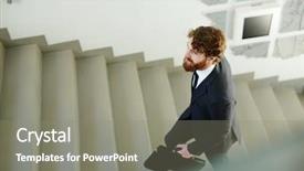  Presentation with upstairs - Audience pleasing PPT theme consisting of ascend - businessman with briefcase going upstairs backdrop and a  colored foreground