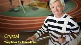  Presentation with swimming pool - Audience pleasing theme consisting of ascend - cheerful active mature man ascending backdrop and a  colored foreground