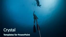  Presentation with free atc tni au - Colorful slide deck enhanced with ascend - free diver ascending along backdrop and a navy blue colored foreground