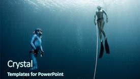  Presentation with divers - Cool new theme with ascend - free divers ascending along backdrop and a navy blue colored foreground