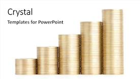  Presentation with revenue - PPT theme with ascend - gold coins stand vertically background and a white colored foreground