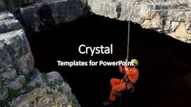  Presentation with rope - Beautiful presentation theme featuring ascend - speleologist ascending by a rope backdrop and a  colored foreground