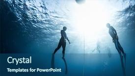  Presentation with divers - PPT theme with ascend - two free divers man background and a ocean colored foreground