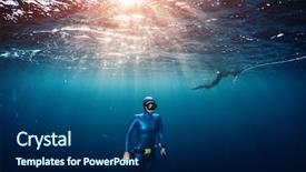  Presentation with free systems modeling - Audience pleasing PPT theme consisting of ascend - woman free diver ascending backdrop and a navy blue colored foreground