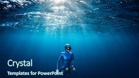  Presentation with free - Audience pleasing theme consisting of ascend - woman free diver ascending backdrop and a ocean colored foreground