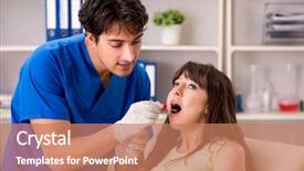  Presentation with sample - Colorful PPT layouts enhanced with ascendant - doctor getting saliva test sample backdrop and a coral colored foreground