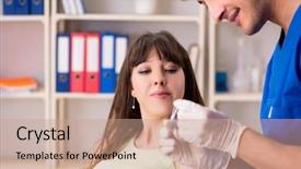  Presentation with sample - Slides with ascendant - doctor getting saliva test sample background and a coral colored foreground