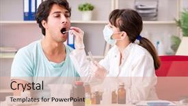  Presentation with sample - Theme with ascendant - doctor getting saliva test sample background and a lemonade colored foreground