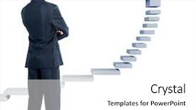  Presentation with businessman climbing the career ladder - Audience pleasing PPT theme consisting of ascending people - young businessman looking backdrop and a white colored foreground