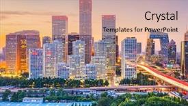  Presentation with china - Cool new PPT theme with ascension - beijing china modern financial district backdrop and a lemonade colored foreground