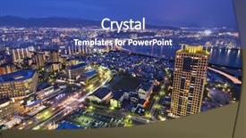  Presentation with office buildings - Slide set having ascension - fukuoka japan cityscape and office background and a ocean colored foreground