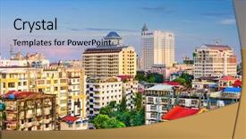 Presentation with skyline - Beautiful slide set featuring ascension - yangon myanmar downtown skyline backdrop and a light blue colored foreground