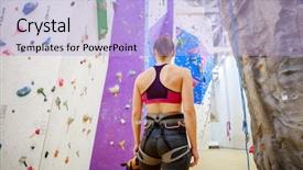  Presentation with rock climbing - Slide set featuring ascent - photo from back of young background and a light blue colored foreground