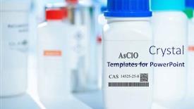  Presentation with laboratory chemical white - PPT layouts consisting of asclo-arsenic-monoxide-monochloride-cas background and a sky blue colored foreground