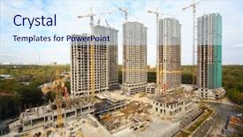  Presentation with high rise building - Colorful PPT theme enhanced with asett - building of high-rise apartment backdrop and a sky blue colored foreground